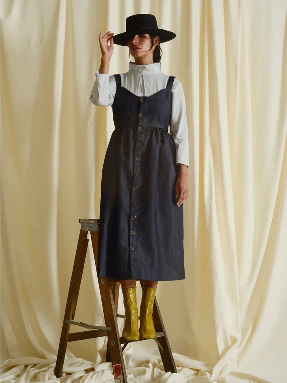 Shop Meg Midi Button-Front Denim Dress